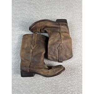 Resistol Ranch Boots Mens Size 6.5 Brown Leather Western Pull On Round Toe M0504